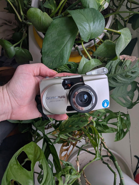 Olympus Zoom MJU 115 point and shoot silver film camera - 35mm - fully refurbished and tested