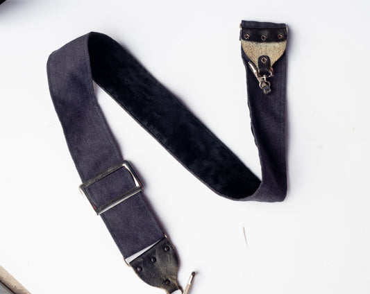 Vintage Camera Strap | Simple Black "Crushed Velvet" Wide strap