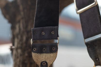 Vintage Camera Strap | Simple Black "Crushed Velvet" Wide strap