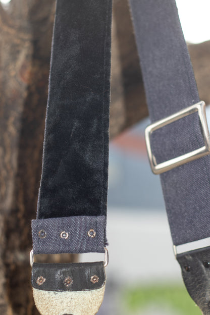 Vintage Camera Strap | Simple Black "Crushed Velvet" Wide strap