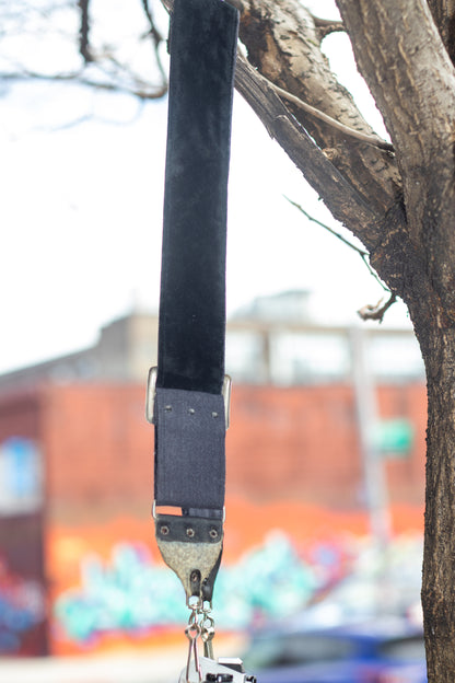 Vintage Camera Strap | Simple Black "Crushed Velvet" Wide strap